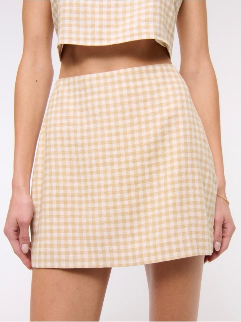 Abercrombie & Fitch Beige Gingham Mini Skirt
